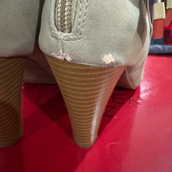 Jennifer Lopez Taupe Cutout Strappy High Heel Ankle Boots - Picture 6 of 11